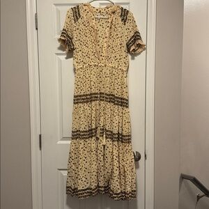 Free People Rare Feeling Floral Flowy Button Front Midi Dress Small